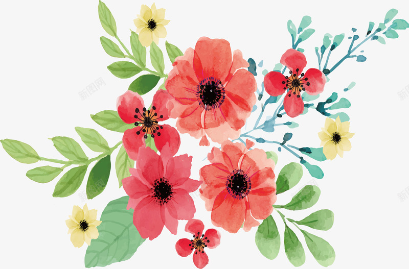 粉色水彩花朵矢量图eps免抠素材_新图网 https://ixintu.com 水彩植物 水彩花束 浪漫花束 矢量png 粉红色花束 邀请函封面 矢量图