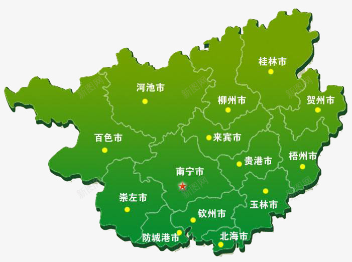 广西地图png免抠素材_新图网 https://ixintu.com 地图 城市 广西 广西地图