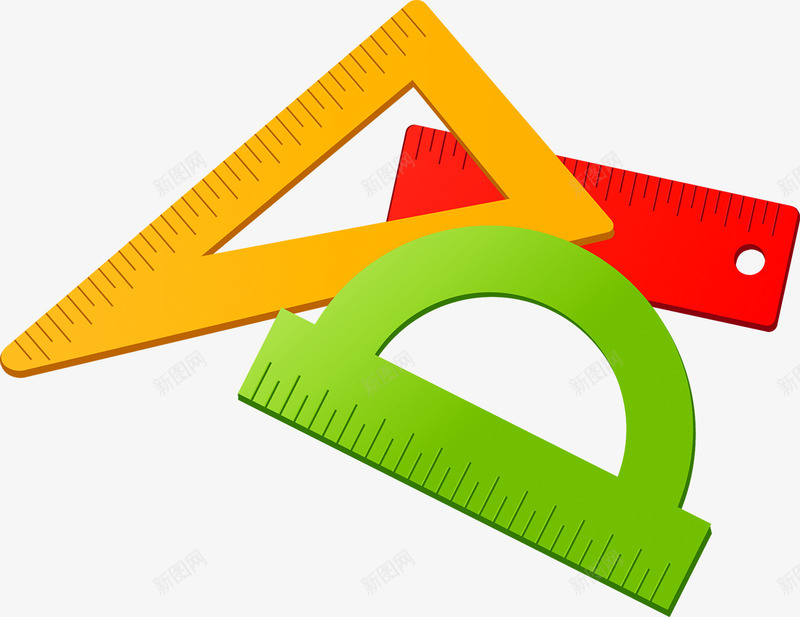 尺子矢量图ai免抠素材_新图网 https://ixintu.com 三角板 尺子 直尺 量角器 矢量图