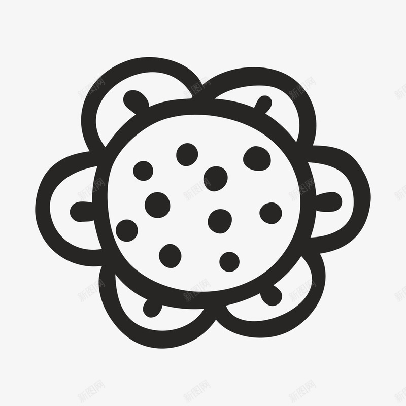 简笔花朵图标png_新图网 https://ixintu.com 一朵 卡通 圆点 手绘 简笔 线条 花朵 黑色