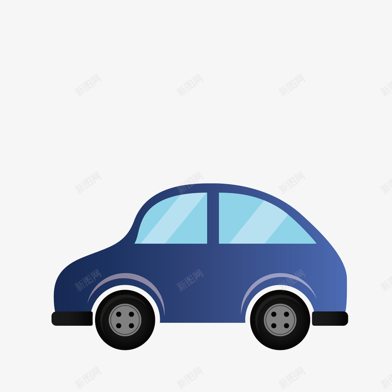 蓝色的卡通小汽车png免抠素材_新图网 https://ixintu.com 交通工具 免抠图 效果图 汽车 装饰图 装饰画 轿车