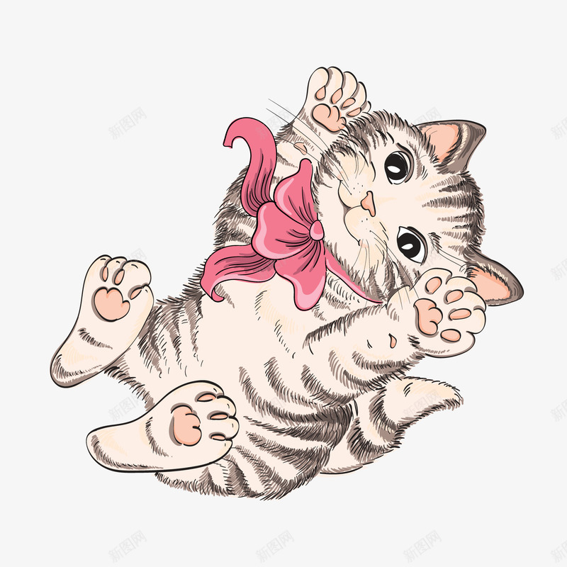 彩绘猫咪png免抠素材_新图网 https://ixintu.com 蝴蝶猫咪花篮彩绘蝴蝶结爱心插画猫