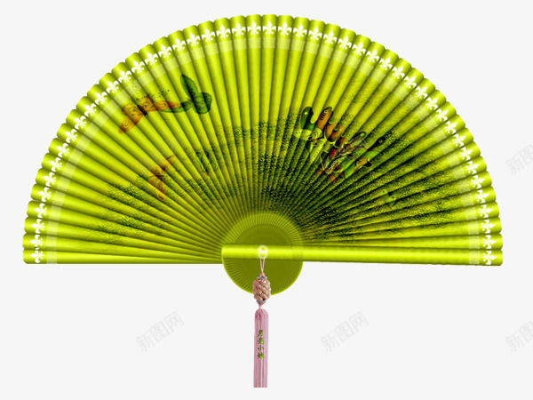 绿色古风扇子png免抠素材_新图网 https://ixintu.com 古风 扇子 绿色