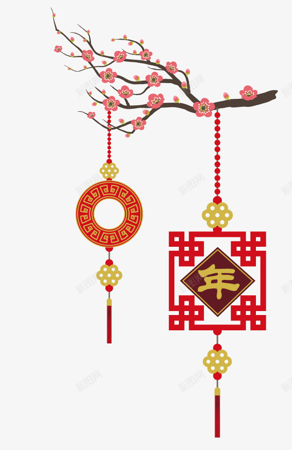 新年梅花矢量图ai免抠素材_新图网 https://ixintu.com 新年吊坠 新年喜庆 梅花 矢量图