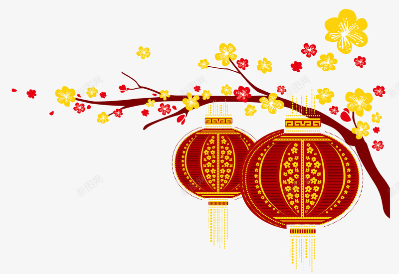 梅花腊月灯笼喜庆png免抠素材_新图网 https://ixintu.com 喜庆 梅花 灯笼 腊月