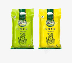 绿色和黄色有机大米袋装米素材