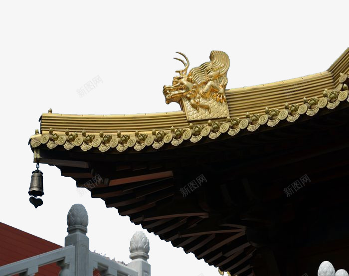 屋檐下的风铃png免抠素材_新图网 https://ixintu.com 中国风 中式 中式老房子 传统 古建筑 古房子 屋脊 建筑 石雕 神兽 艺术 装饰 风铃