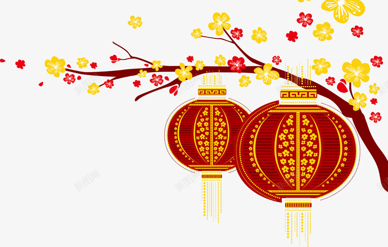 中式喜庆灯笼梅花png免抠素材_新图网 https://ixintu.com 中式 喜庆 梅花 灯笼