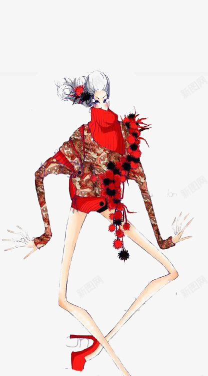 红色系服装封面图png免抠素材_新图网 https://ixintu.com 封面图 手绘 服装设计 红色