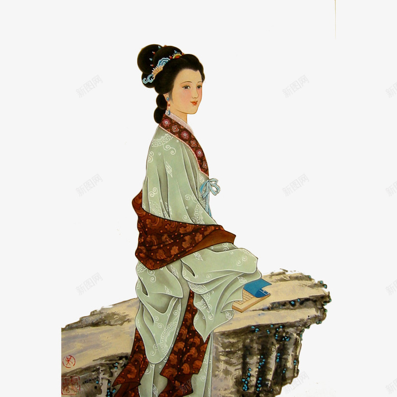 手绘古典美女红楼梦插画png免抠素材_新图网 https://ixintu.com 中国风 古代 古典 古风 复古 手绘 插画 红楼梦 美女 配图