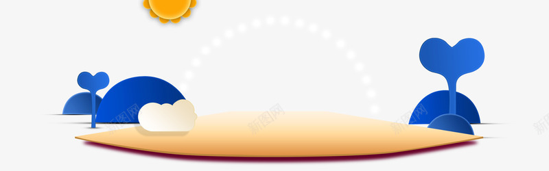 BANNER背景png免抠素材_新图网 https://ixintu.com 场地 太阳 白色圆点 蓝色植物