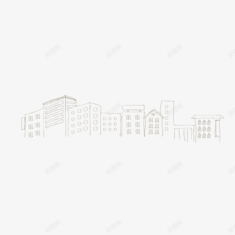 线性城市剪影png免抠素材_新图网 https://ixintu.com 卡通 城市剪影
