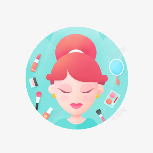 彩妆美女图标png_新图网 https://ixintu.com 卡通 图标 扁平化 手绘