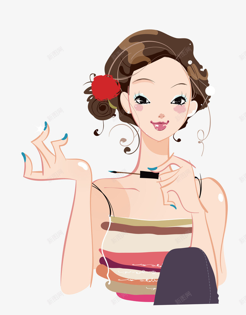 美甲卡通美女矢量图ai免抠素材_新图网 https://ixintu.com 卡通美女 美容海报设计素材 美甲图案 矢量图
