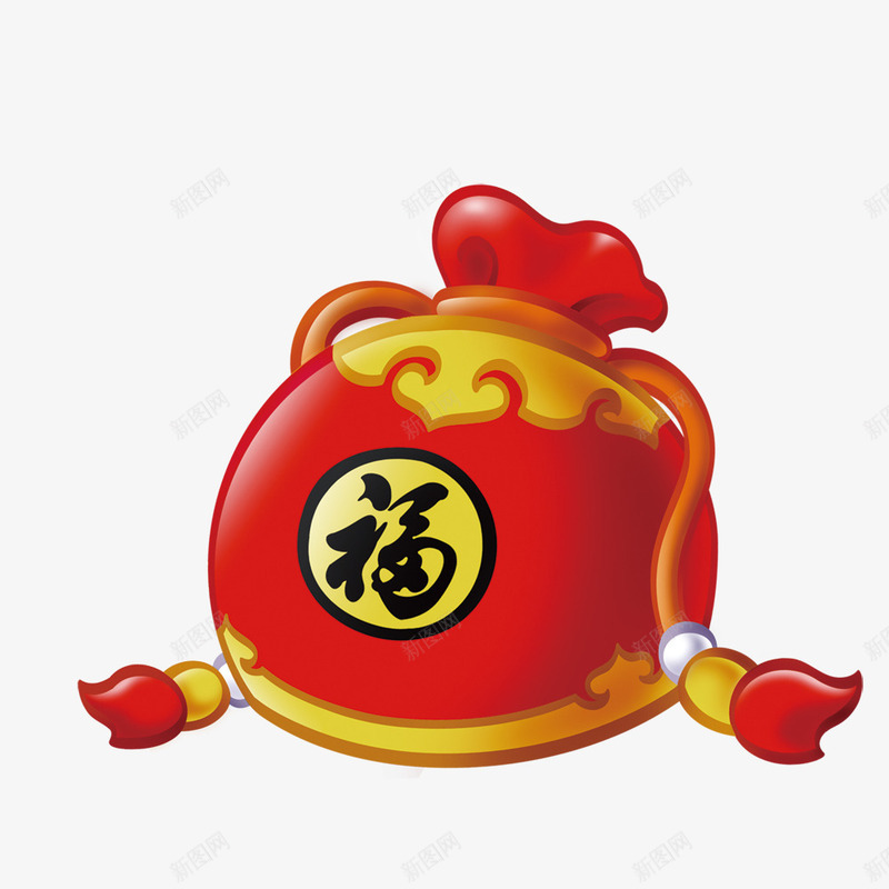 福字钱袋钱包png免抠素材_新图网 https://ixintu.com 喜庆 新年元素 福字钱袋 钱包