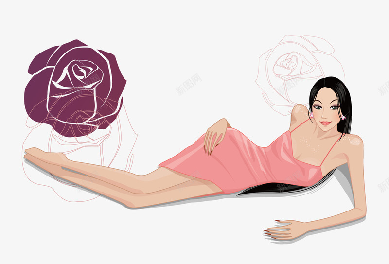 性感的美女png免抠素材_新图网 https://ixintu.com 侧躺 性感美女 花朵 裙子 躺着的女人 躺着的美女