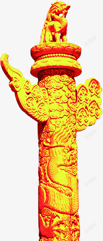 雕刻金黄色华表效果图png免抠素材_新图网 https://ixintu.com 华表 效果图 金黄色 雕刻