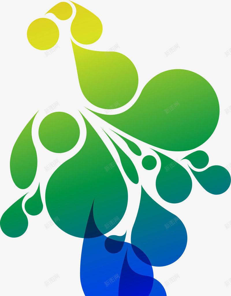 手绘绿色水滴圆点png免抠素材_新图网 https://ixintu.com 小清新 手绘水滴 水彩 渐变 绿色圆点 绿色水滴