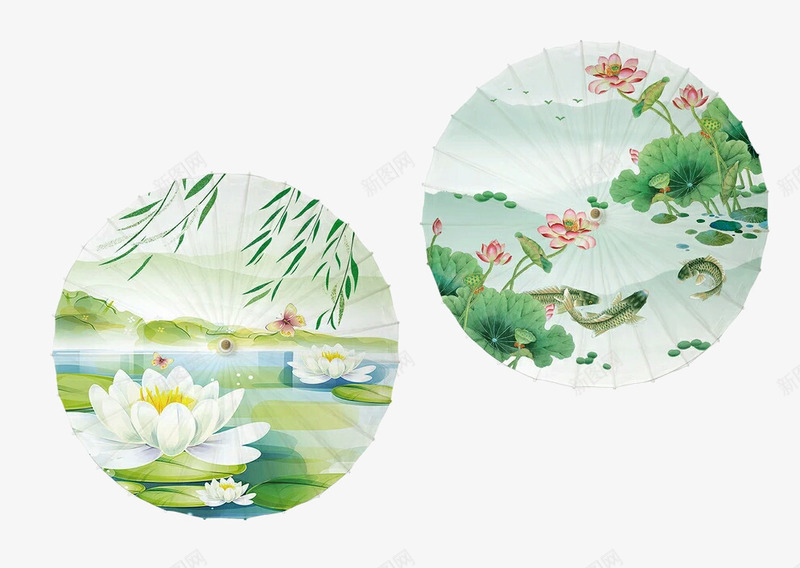 江南荷花儿图案古风伞png免抠素材_新图网 https://ixintu.com 中国风 中国风伞 中式伞 古风伞 古风荷花图案伞 荷花伞