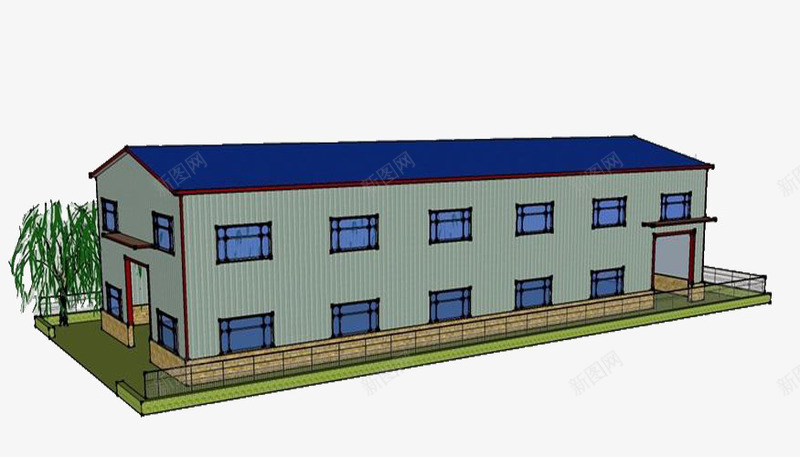 钢结构库房png免抠素材_新图网 https://ixintu.com 三角顶 建造大跨度和超高 彩钢瓦 超重型的建筑物特别适宜 钢结构