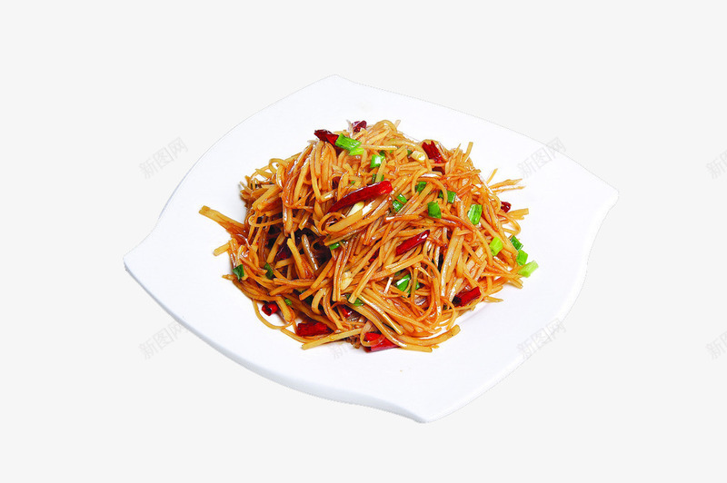酸辣土豆丝png免抠素材_新图网 https://ixintu.com 中国菜 中式菜品 家常菜 热菜 美味 酸辣土豆丝 餐饮美食