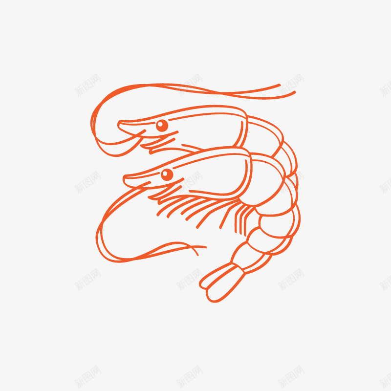 橘黄色手绘的小龙虾png免抠素材_新图网 https://ixintu.com 免抠图 小龙虾 效果图 海产品 装饰图 装饰画 食物