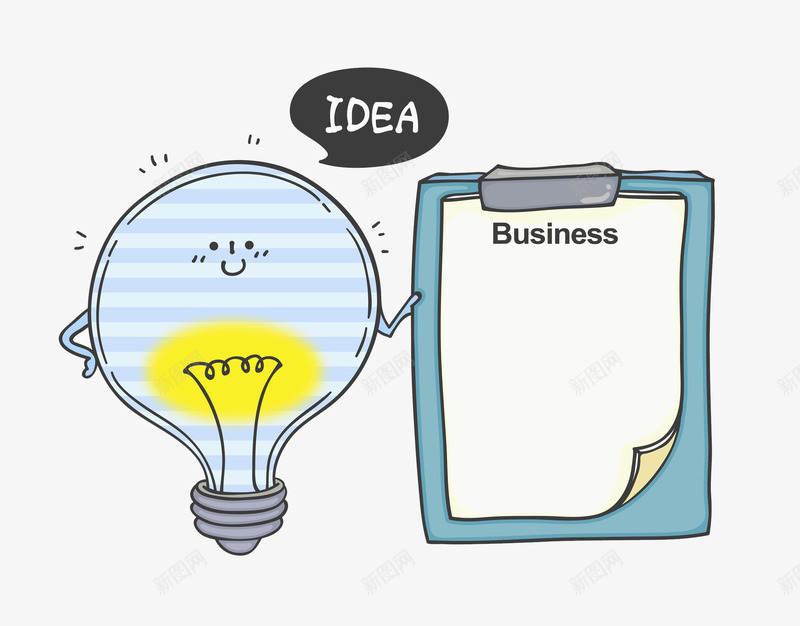 商务记录册png免抠素材_新图网 https://ixintu.com idea 创意 卡通 商务 壁纸 封面 彩色 插图 灯泡 英文