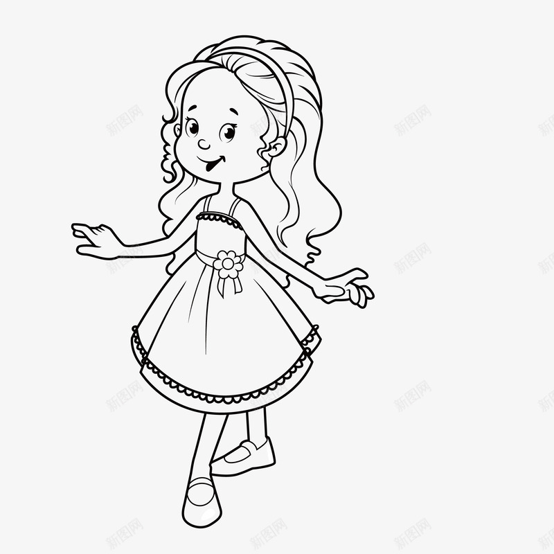 黑色线条卡通女孩png免抠素材_新图网 https://ixintu.com 人物 免抠图 卡通女孩 女孩 效果图 线条女孩 装饰图 装饰画