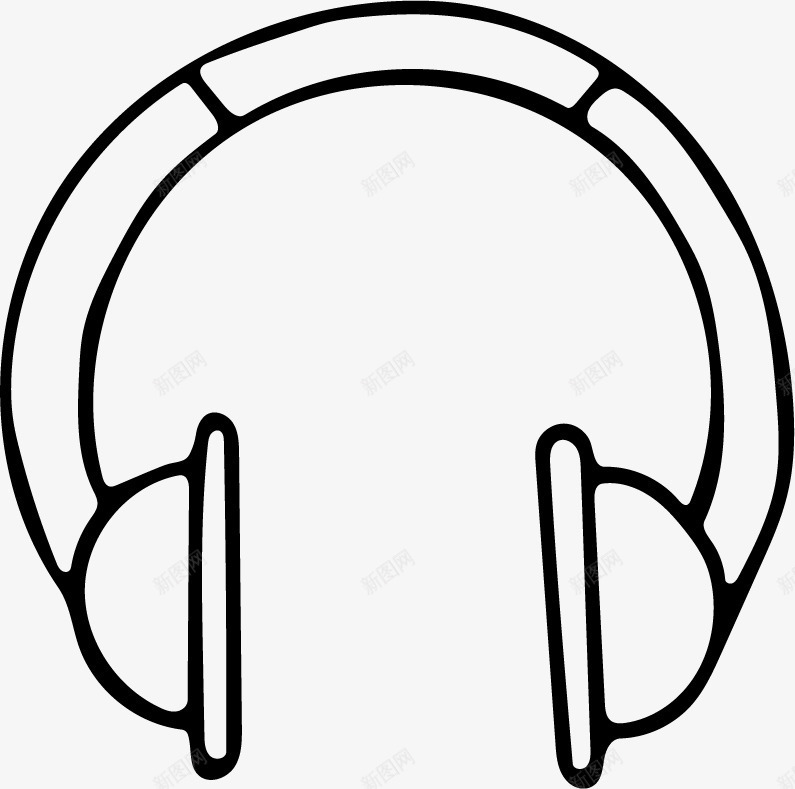 黑色手绘的耳机效果图图标png_新图网 https://ixintu.com 手绘耳机 效果图 科技 耳机 装饰图 黑色耳机