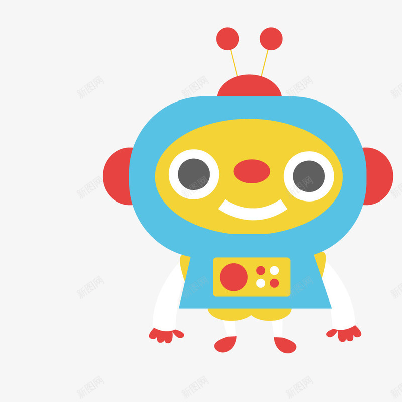 彩色卡通版的机器人png免抠素材_新图网 https://ixintu.com 免抠图 彩色 效果图 机器人 科技 装饰图 装饰画
