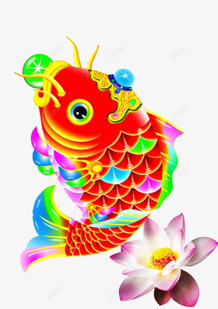 鲤鱼戏水png免抠素材_新图网 https://ixintu.com 卡通 喜庆 戏水 红色 鲤鱼跳龙门