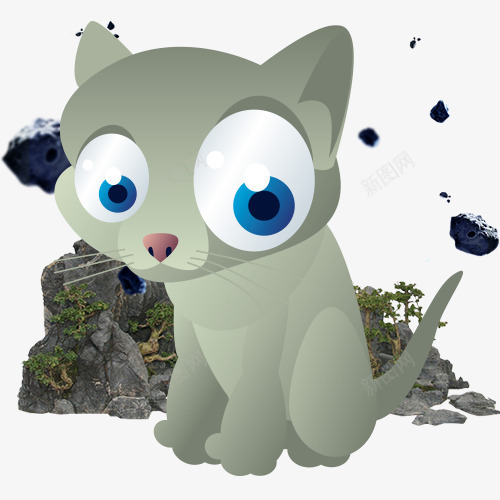 猫咪卡通可爱动物png免抠素材_新图网 https://ixintu.com 动物 动物园 卡通 可爱 呆 大眼睛 悬浮 猫咪 石头 萌 飞溅