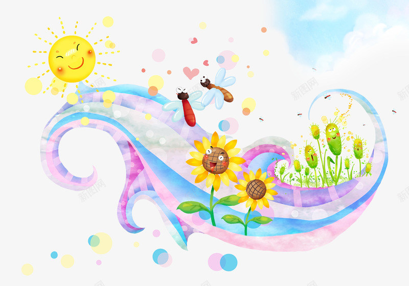 卡通手绘动画背景png免抠素材_新图网 https://ixintu.com 动画 卡通 开机动画 手绘 梦幻 渲染 背景 花草 风景