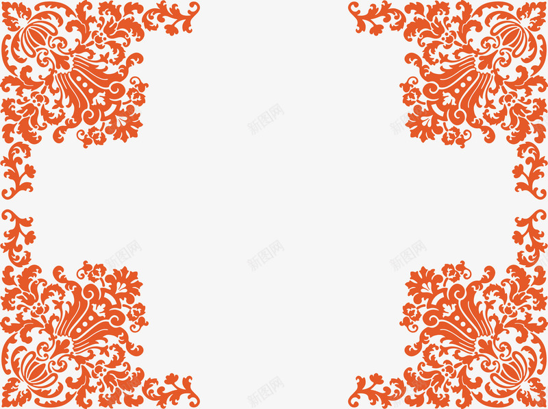 红色中式花边纹理矢量图ai免抠素材_新图网 https://ixintu.com 中式花边 复古 宫廷花纹 红色 矢量图