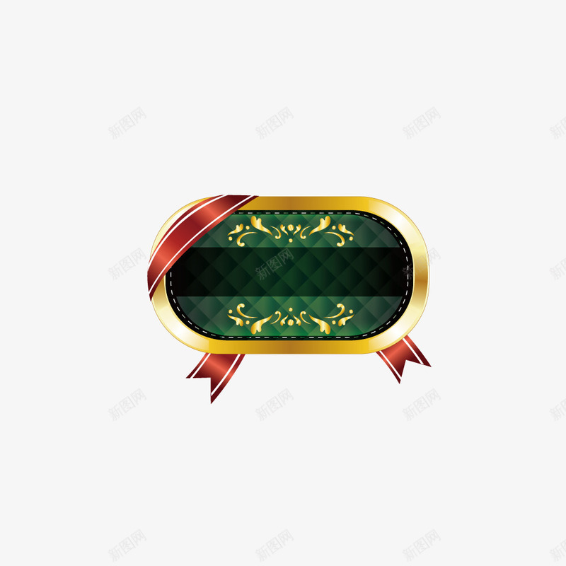 绿色椭圆形徽章上的花纹png免抠素材_新图网 https://ixintu.com 免抠图 徽章 效果图 绿色徽章 花纹 装饰图 装饰画