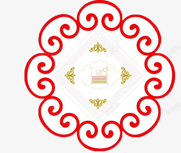粘贴中式花边png免抠素材_新图网 https://ixintu.com 中式复古雕花花边 红色