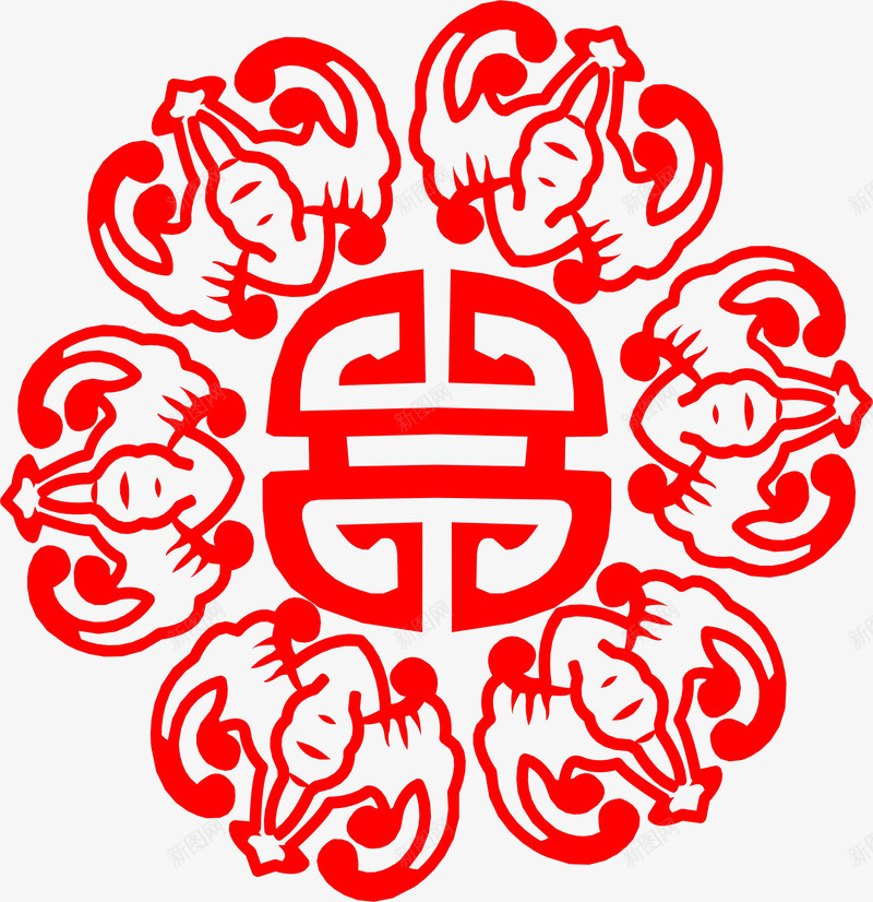 红色中式卡通云纹png免抠素材_新图网 https://ixintu.com 中式 卡通 红色 设计