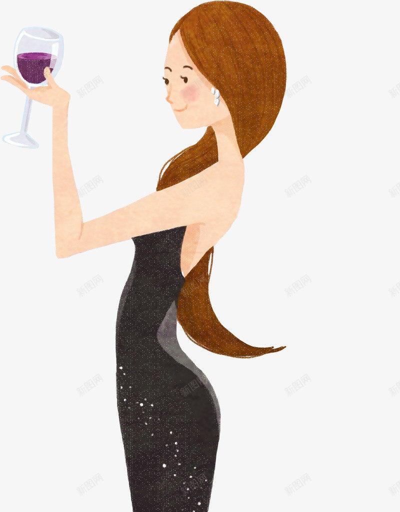 晚装美女人物红酒png免抠素材_新图网 https://ixintu.com 人物 晚装 红酒 美女