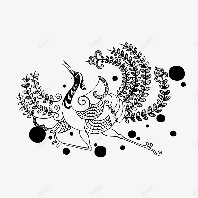 中国风纹样png免抠素材_新图网 https://ixintu.com 中国风纹样 中式传统图案 凤凰白描 凤纹 吉祥纹样 线描插画