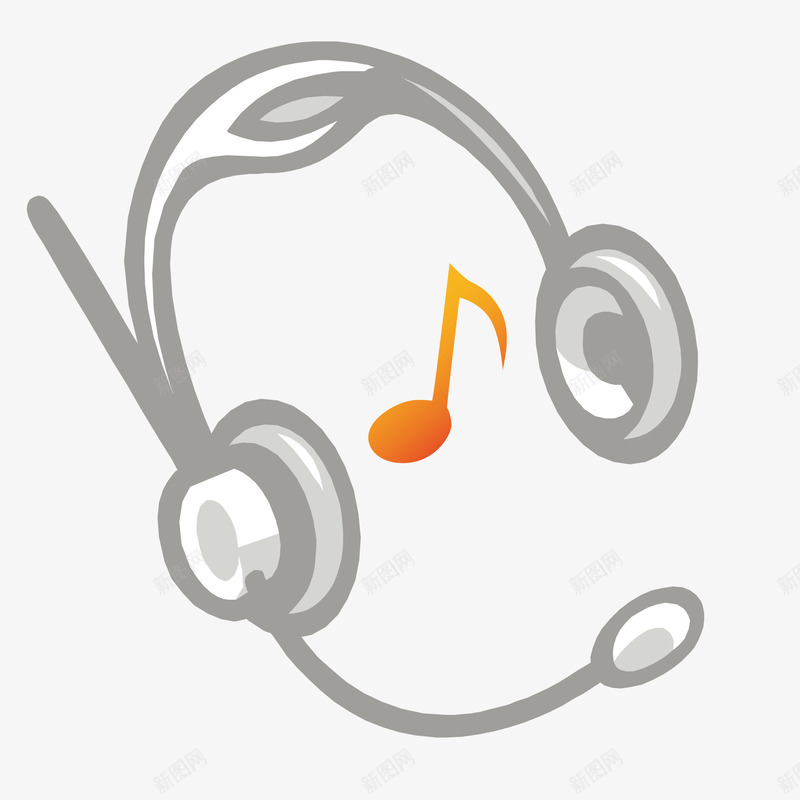 灰色的音乐耳麦装饰png免抠素材_新图网 https://ixintu.com 二面 免抠图 卡通耳麦 效果图 灰色耳麦 装饰图 装饰画 音乐符号
