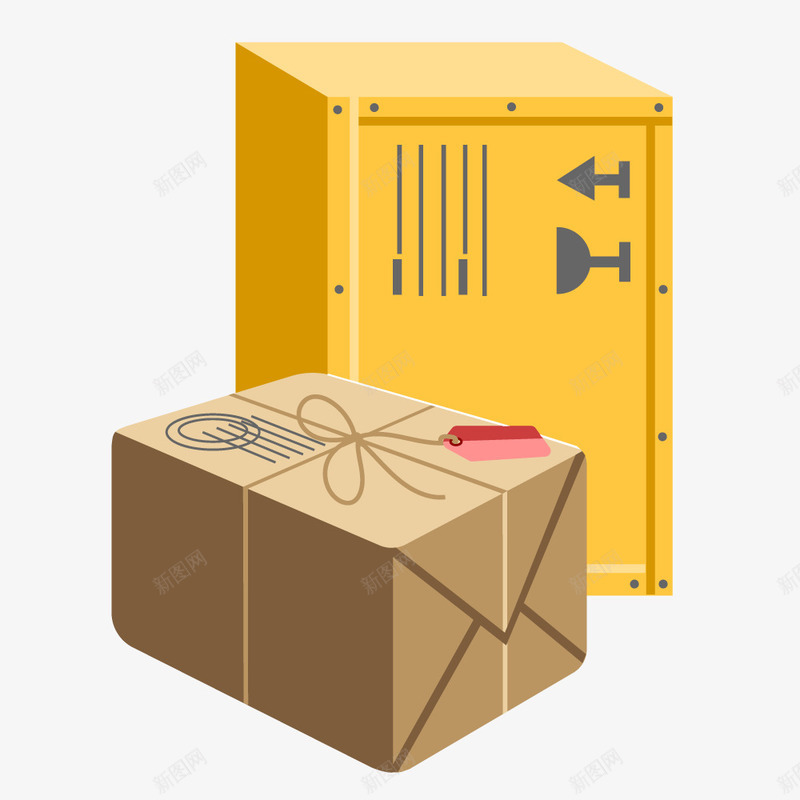 快递运输包装箱元素矢量图ai_新图网 https://ixintu.com 仓储 快递运输包装箱 托盘 拣选车 搬运 牵引车 箱子 箱货 纸箱 装卸 矢量图