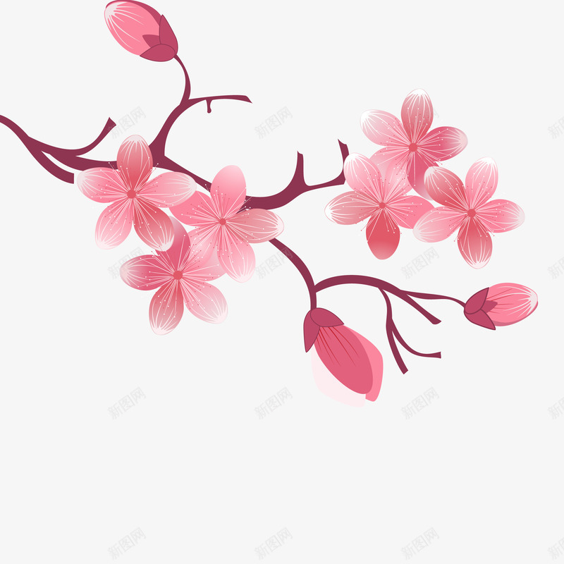 手绘爱情桃花树矢量图eps免抠素材_新图网 https://ixintu.com 免抠PNG 创意 卡通 手绘 时尚 树枝 桃花树 浪漫 矢量图 粉色 花瓣