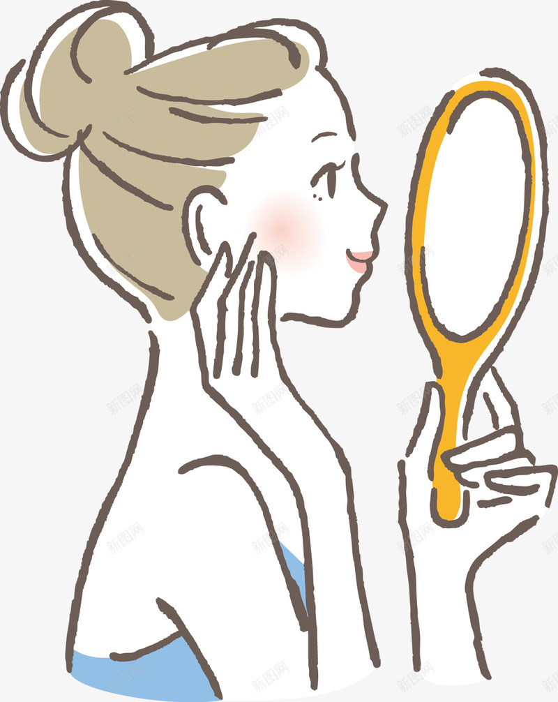 照镜子的女孩png免抠素材_新图网 https://ixintu.com PNG素材 女孩 美女 镜子