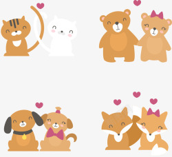 情侣元素卡通动物浪漫小情侣矢量图高清图片