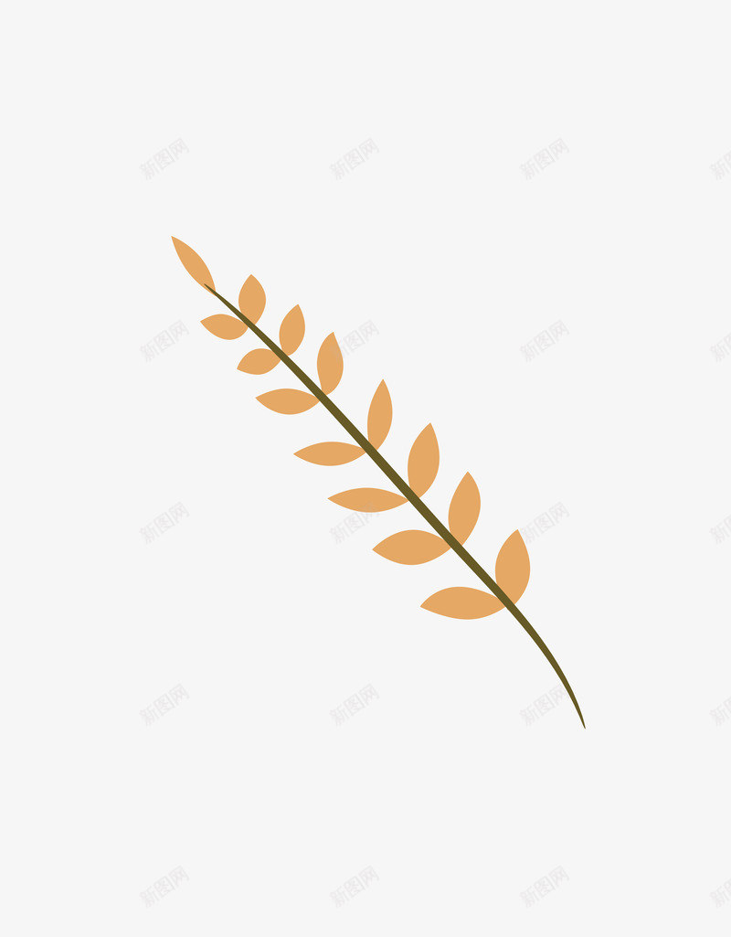 复古小黄树叶png免抠素材_新图网 https://ixintu.com 可爱 树叶 树枝 黄色
