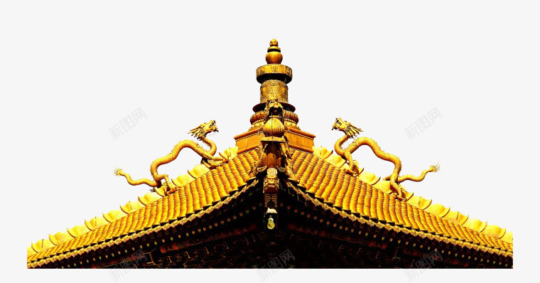 中式建筑png免抠素材_新图网 https://ixintu.com 中国风 二龙戏珠 古典建筑 屋檐 房檐