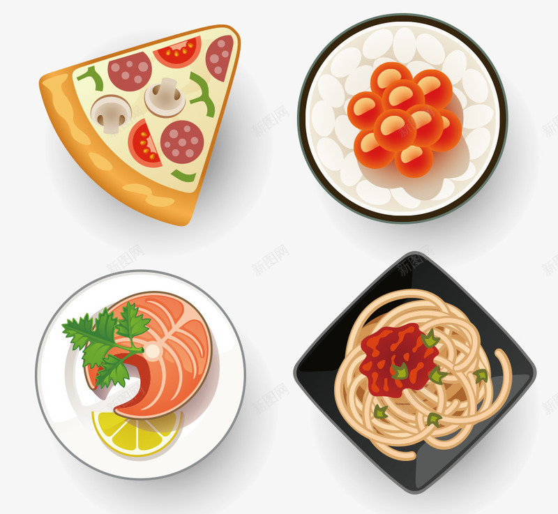 西式餐点png免抠素材_新图网 https://ixintu.com 意大利面 披萨 效果图 矢量素材 艺术 设计