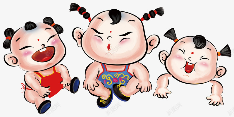 喜庆新年娃娃png免抠素材_新图网 https://ixintu.com 中国风 卡通娃娃 喜庆 新年 新年娃娃