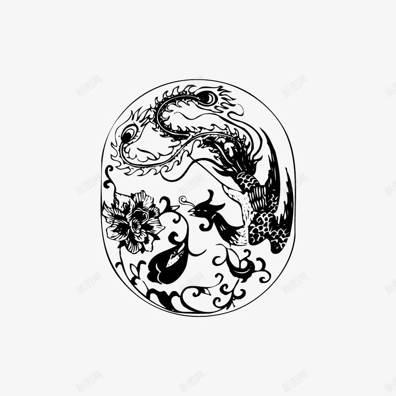 中国风纹样png免抠素材_新图网 https://ixintu.com 中国风纹样 中式传统图案 凤凰白描纹样 凤纹 吉祥图案 线描插画