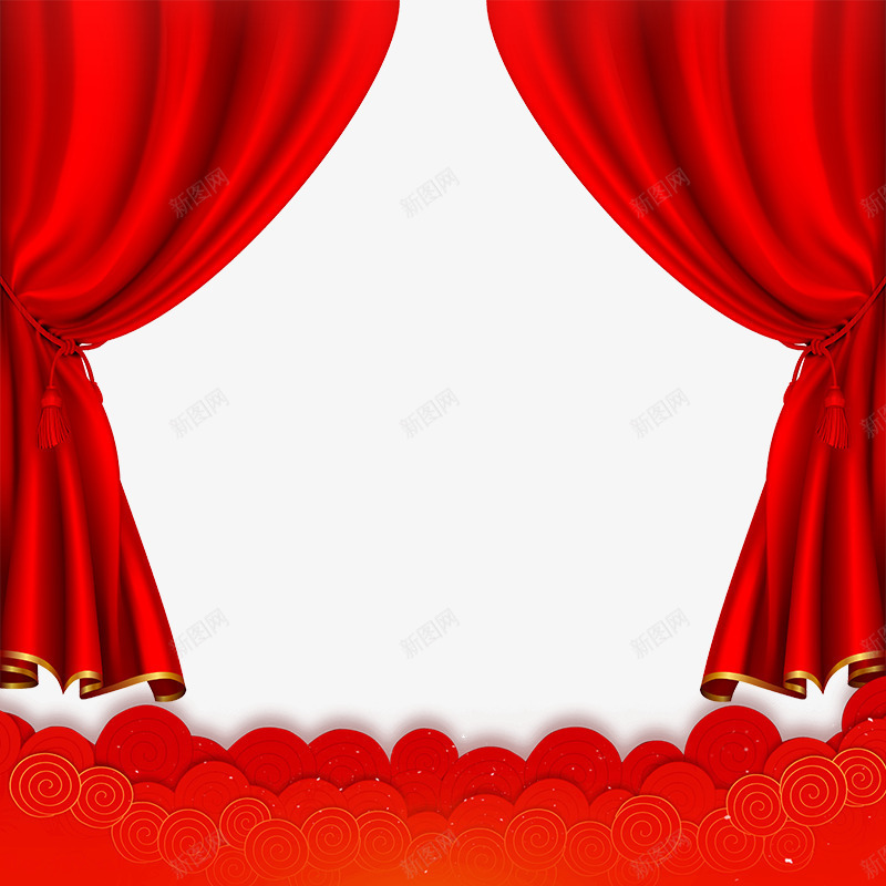 红色喜庆节日幕布psd免抠素材_新图网 https://ixintu.com 会议 喜庆 幕布 平面 活动 祥云 红色 节日 设计